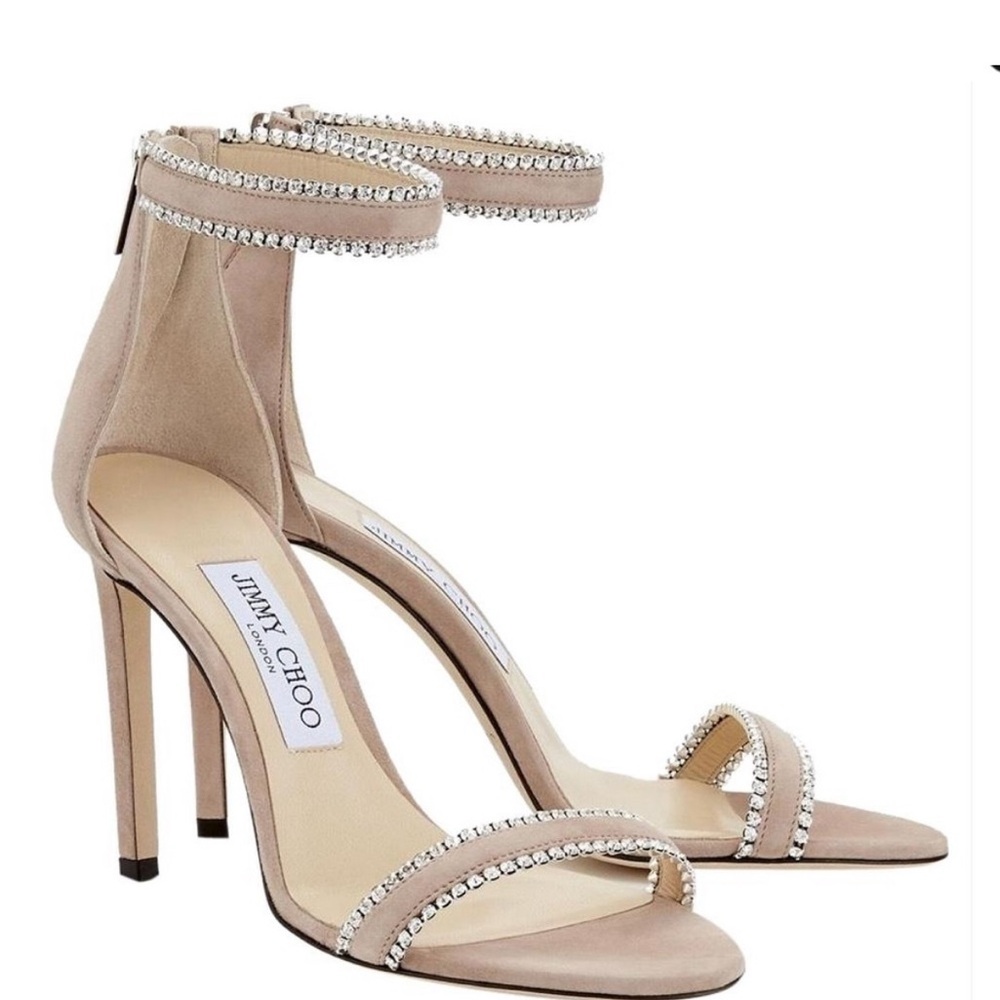 Jimmy Choo Dochas 100 Crystal Strap Heels 41.5
